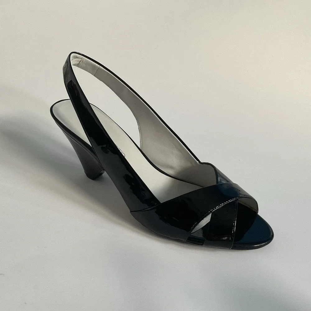 Franco‎ Sarto Black Patent Leather Slingback Pumps Size 10